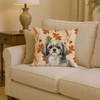 Grey and White Tibetan Spaniel Heirloom Fall Throw Pillow 14" x 14" product image at NuMercy 2