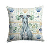 Blue Brindle Greyhound Coastal Sea Glass Throw Pillow 14" x 14" product image at NuMercy