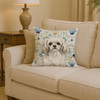 White Tibetan Spaniel Coastal Sea Glass Throw Pillow 14" x 14" product image at NuMercy 2