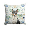 Black and White Basenji Coastal Sea Glass Throw Pillow 14" x 14" product image at NuMercy