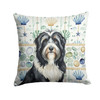 Black Bearded Collie Coastal Sea Glass Throw Pillow 14" x 14" product image at NuMercy