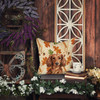 Longhaired Red Dachshund Heirloom Fall Throw Pillow 14" x 14" product image at NuMercy 7