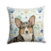 Brindle Cardigan Welsh Corgi Coastal Sea Glass Throw Pillow 14" x 14" product image at NuMercy