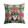 Black and Tan Chihuahua Christmas Poinsettias Throw Pillow 14" x 14" product image at NuMercy