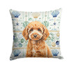 Miniature Apricot Poodle Coastal Sea Glass Throw Pillow 14" x 14" product image at NuMercy