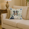 Blue Merle Collie Coastal Sea Glass Throw Pillow 14" x 14" product image at NuMercy 2