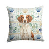 Liver and White Brittany Coastal Sea Glass Throw Pillow 14" x 14" product image at NuMercy