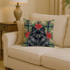 Black Pomeranian Christmas Poinsettias Throw Pillow 14" x 14" product image at NuMercy 2