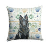 Belgian Sheepdog Groenendael Coastal Sea Glass Throw Pillow 14" x 14" product image at NuMercy