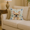 Fawn French Bulldog Coastal Sea Glass Throw Pillow 14" x 14" product image at NuMercy 2