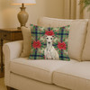 White Whippet Christmas Poinsettias Throw Pillow 14" x 14" product image at NuMercy 2