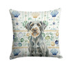 Steel Gray Wirehaired Pointing Griffon Coastal Sea Glass Throw Pillow 14" x 14" product image at NuMercy