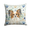 White with Sable Papillon Coastal Sea Glass Throw Pillow 14" x 14" product image at NuMercy