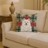 White Samoyed Christmas Poinsettias Throw Pillow 14" x 14" product image at NuMercy 2