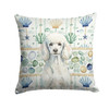 Standard White Poodle Coastal Sea Glass Throw Pillow 14" x 14" product image at NuMercy
