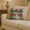 Brindle Whippet Christmas Poinsettias Throw Pillow 14" x 14" product image at NuMercy 2