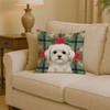 Maltese Christmas Poinsettias Throw Pillow 14" x 14" product image at NuMercy 2