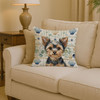 Black and Tan Yorkshire Terrier Coastal Sea Glass Throw Pillow 14" x 14" product image at NuMercy 2