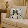 Tricolor Sheltie Coastal Sea Glass Throw Pillow 14" x 14" product image at NuMercy 2