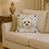 White Lhasa Apso Coastal Sea Glass Throw Pillow 14" x 14" product image at NuMercy 2