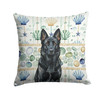 Black German Shepherd Coastal Sea Glass Throw Pillow 14" x 14" product image at NuMercy