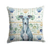 Blue Whippet Coastal Sea Glass Throw Pillow 14" x 14" product image at NuMercy