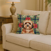 Sable Havanese Christmas Poinsettias Throw Pillow 14" x 14" product image at NuMercy 2