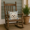 White and Cream Bichon Frise Coastal Sea Glass Throw Pillow 14" x 14" product image at NuMercy 4