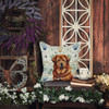 Red Gold Tibetan Mastiff Coastal Sea Glass Throw Pillow 14" x 14" product image at NuMercy 7