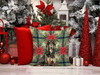 Black & Tan Afghan Hound Christmas Poinsettias Throw Pillow 14" x 14" product image at NuMercy 7