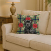 Black Staffordshire Bull Terrier Christmas Poinsettias Throw Pillow 14" x 14" product image at NuMercy 2