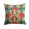 Liver English Cocker Spaniel Christmas Poinsettias Throw Pillow 14" x 14" product image at NuMercy