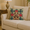Liver English Cocker Spaniel Christmas Poinsettias Throw Pillow 14" x 14" product image at NuMercy 2