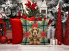 Liver English Cocker Spaniel Christmas Poinsettias Throw Pillow 14" x 14" product image at NuMercy 7