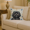 Black Lhasa Apso Coastal Sea Glass Throw Pillow 14" x 14" product image at NuMercy 2