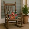 Red Norfolk Terrier Christmas Poinsettias Throw Pillow 14" x 14" product image at NuMercy 4