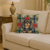 Black and Tan English Toy Spaniel Christmas Poinsettias Throw Pillow 14" x 14" product image at NuMercy 2