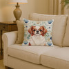 Red and White Japanese Chin Coastal Sea Glass Throw Pillow 14" x 14" product image at NuMercy 2