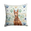 Red Doberman Pinscher Coastal Sea Glass Throw Pillow 14" x 14" product image at NuMercy