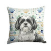 Black and White Shih Tzu Coastal Sea Glass Throw Pillow 14" x 14" product image at NuMercy