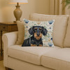 Wirehaired Black and Tan Dachshund Coastal Sea Glass Throw Pillow 14" x 14" product image at NuMercy 2