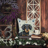 Wirehaired Black and Tan Dachshund Coastal Sea Glass Throw Pillow 14" x 14" product image at NuMercy 7