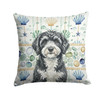Portuguese Water Dog Coastal Sea Glass Throw Pillow 14" x 14" product image at NuMercy