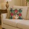 Boxer Christmas Poinsettias Throw Pillow 14" x 14" product image at NuMercy 2