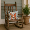 Red Cardigan Welsh Corgi Coastal Sea Glass Throw Pillow 14" x 14" product image at NuMercy 4