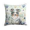 Blue Merle Border Collie Coastal Sea Glass Throw Pillow 14" x 14" product image at NuMercy