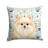 Cream Pomeranian Coastal Sea Glass Throw Pillow 14" x 14" product image at NuMercy