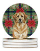 Sandy Leonberger Christmas Poinsettias Large Sandstone Absorbent Round Coasters Pack of 4 product image at NuMercy