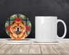 Red Chow Chow Christmas Poinsettias Large Sandstone Absorbent Round Coasters Pack of 4 product image at NuMercy 2
