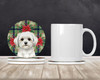 Maltese Christmas Poinsettias Large Sandstone Absorbent Round Coasters Pack of 4 product image at NuMercy 2